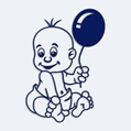 Samolepka dieťa v aute s menom dieťaťa - Bábätko s balónikom