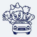 Samolepka dieťa v aute s menom dieťaťa - Dievčina s medvedíkom