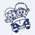 Samolepka dieťa v aute s menom dieťaťa - Chlapci za volantom