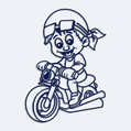 Samolepka dieťa v aute s menom dieťaťa - Chlapec na motorke