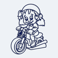 Samolepka dieťa v aute s menom dieťaťa - Dievča na motocykli