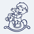 Nálepka dieťa v aute s menom dieťaťa - Chlapec na hojdacom koni